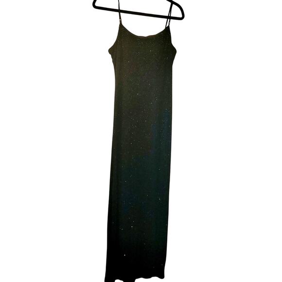 City Triagles Womens Black Spaghetti Strap Sparkly Cowl Neck Maxi Dress L VTG - Picture 1 of 11